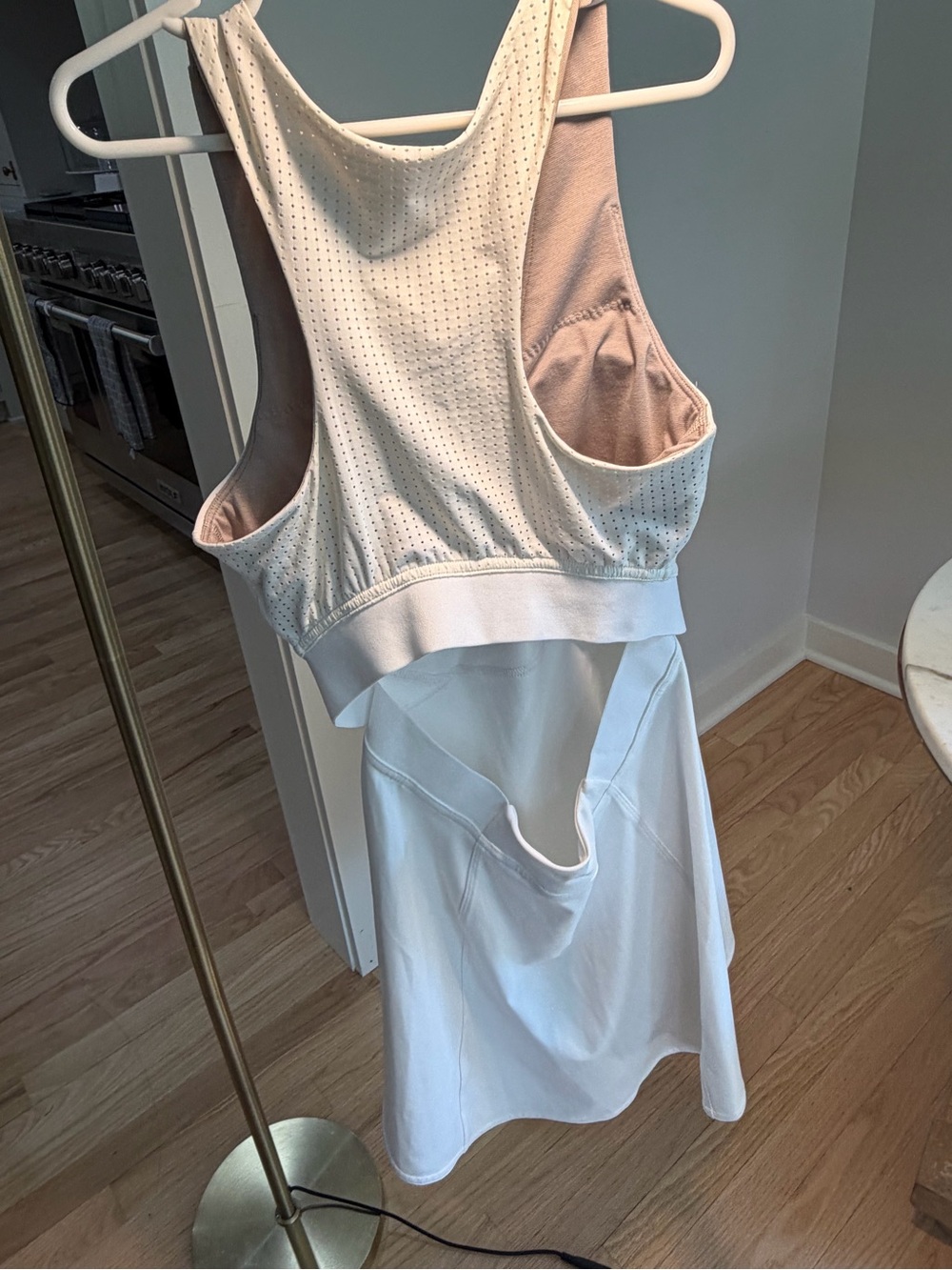 lululemon athletica White Backless Mesh-Panel Athletic Dress